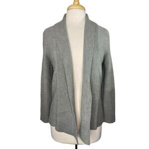 EILEEN FISHER Gray Merino Wool Open Cardigan Sweater Size Medium Womens #F7MC